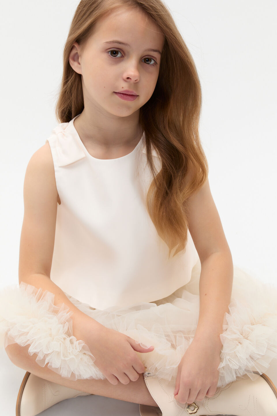 Satin Bow Top  Classic Cream