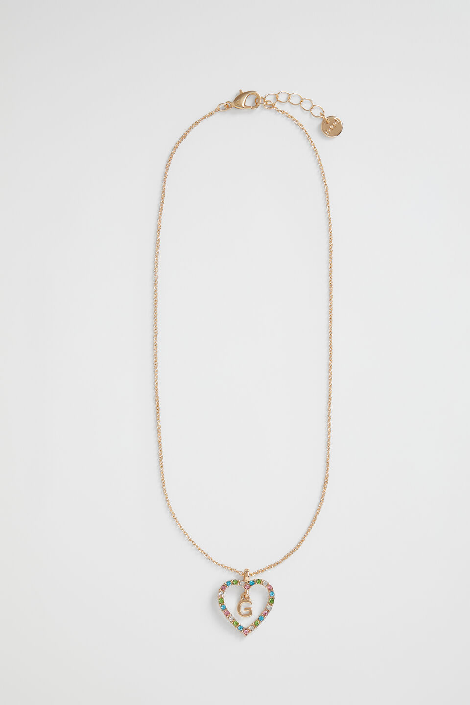 Rainbow Heart Initial Necklace  G
