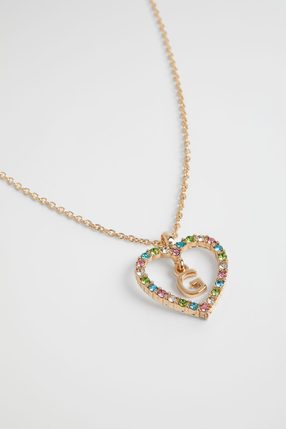 Rainbow Heart Initial Necklace  G