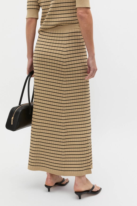 Crepe Knit Stripe Skirt  Rye Stripe  hi-res