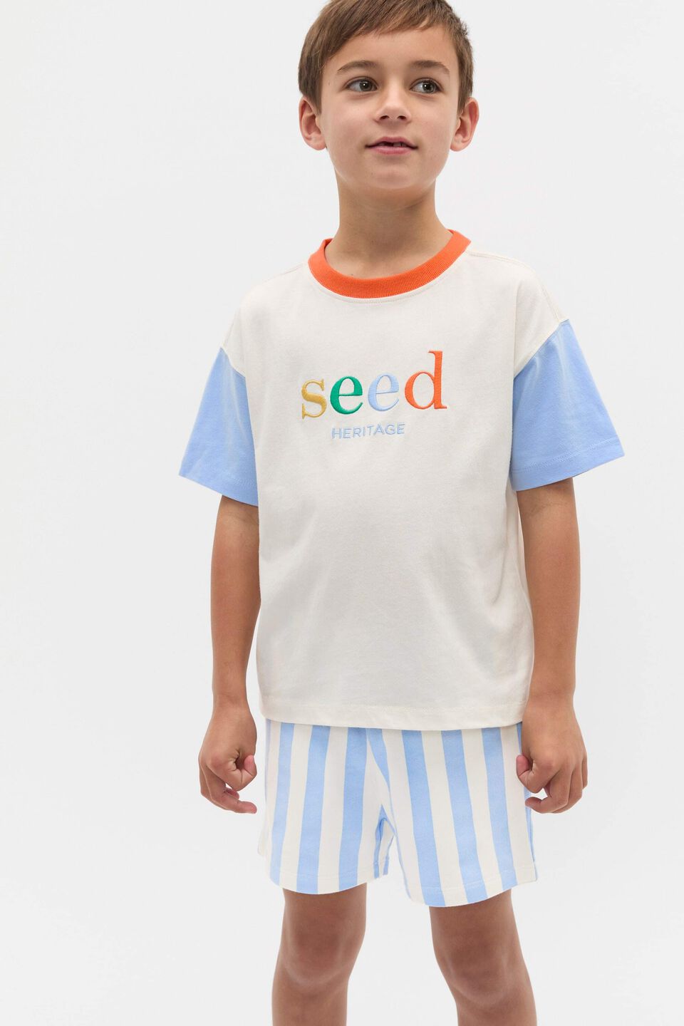 Colourblock Logo Tee  Classic Cream