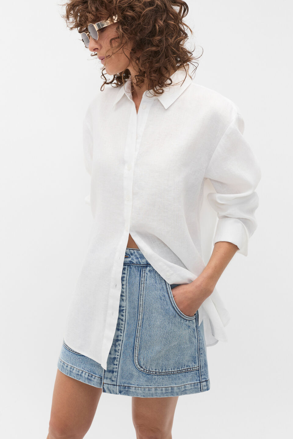 Linen Oversized Shirt  Whisper White