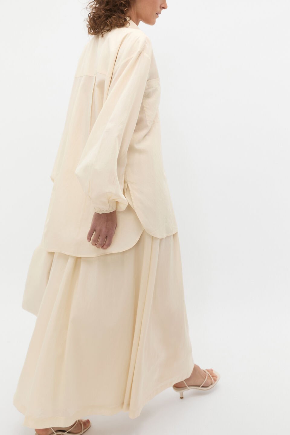 Voile Oversized Blouson Shirt  Tofu