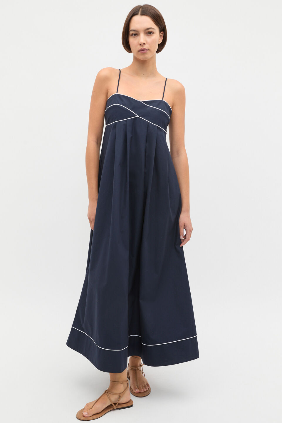 Cotton Tipping Maxi Dress  Twilight Blue
