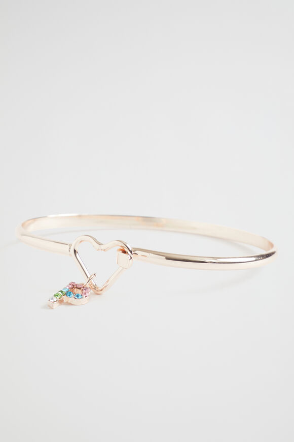 Rainbow Diamante Initial Bangle  P  hi-res