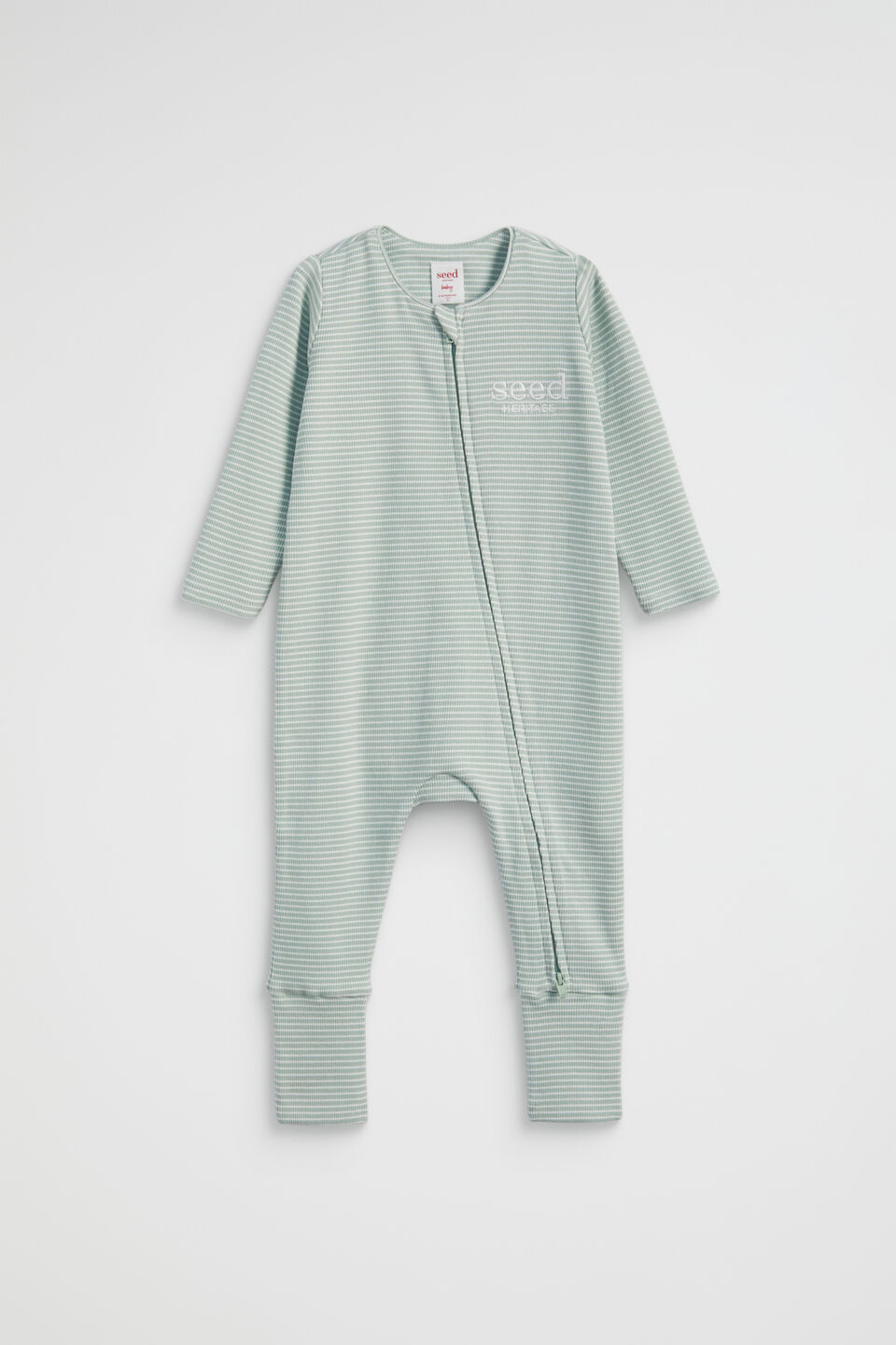 Core Logo Zipsuit  Sage Stripe