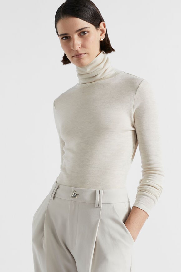 Babywool Roll Neck Top  Oat Marle  hi-res