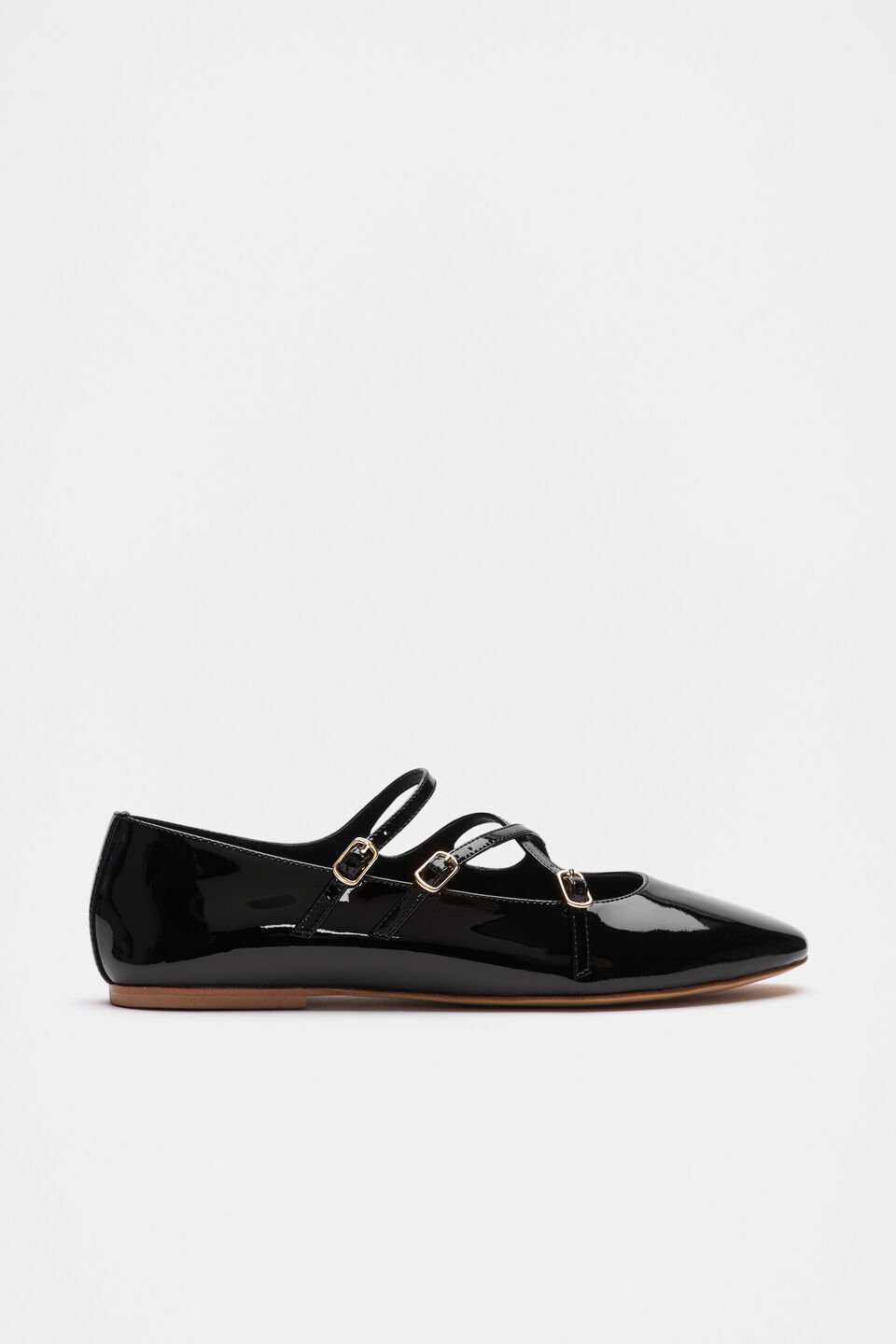 Cameron Triple Strap Ballet Flat  Black Patent