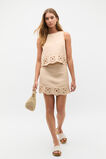 Retro Embroidered Hem Mini Skirt  Ecru  hi-res