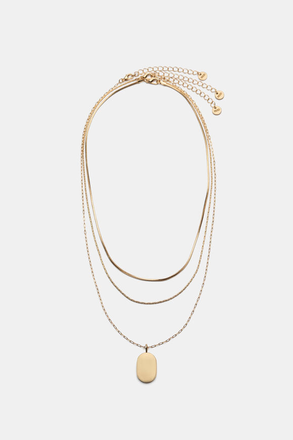 Rounded Pendant Necklace Set  Gold  hi-res