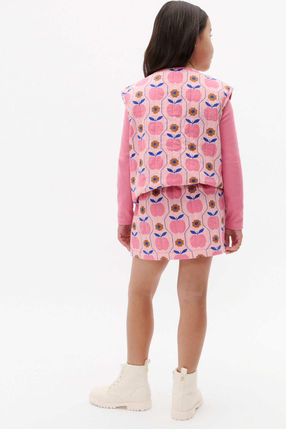 Apple Quilted Skirt  Rose Petal