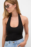 Halter Rib Scoop Neck Tank  Black  hi-res