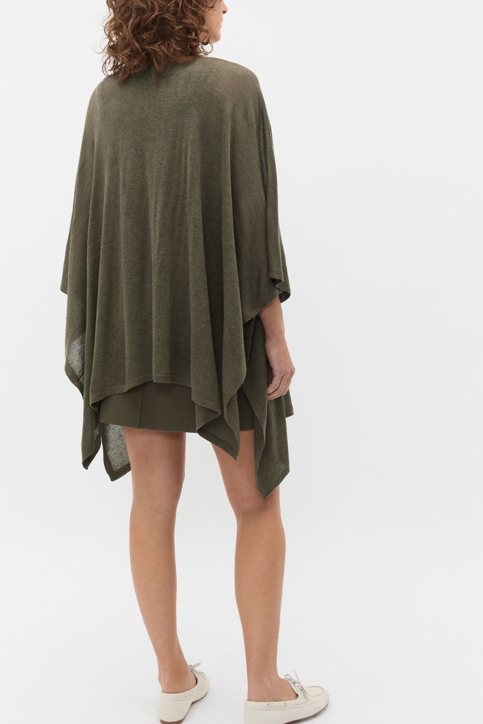 Fine Knit Poncho  Olive Leaf