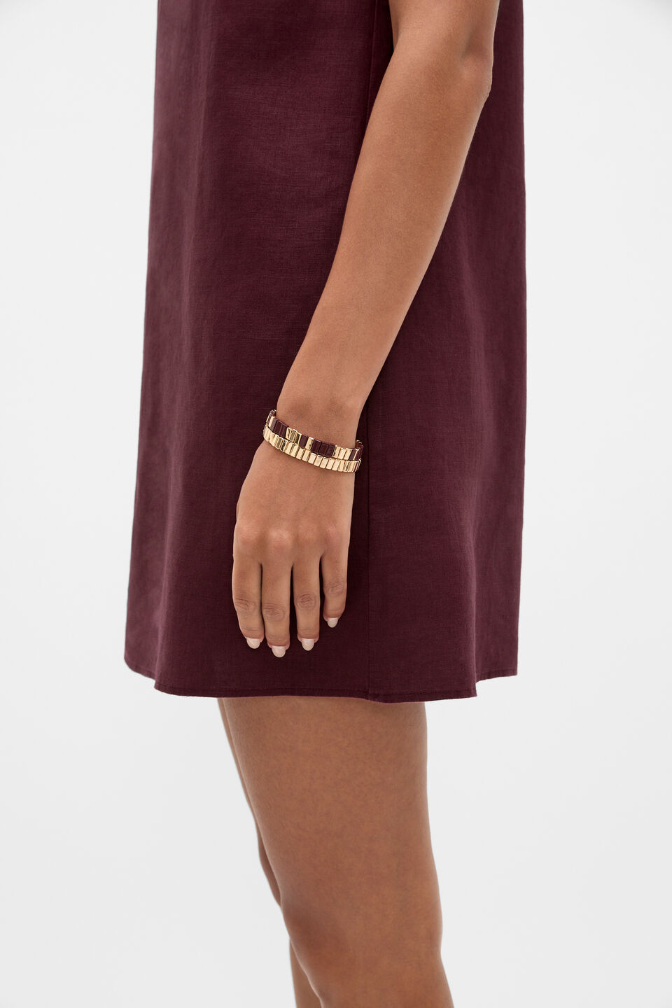 Stretch Bead Bracelet Set  Plum Red