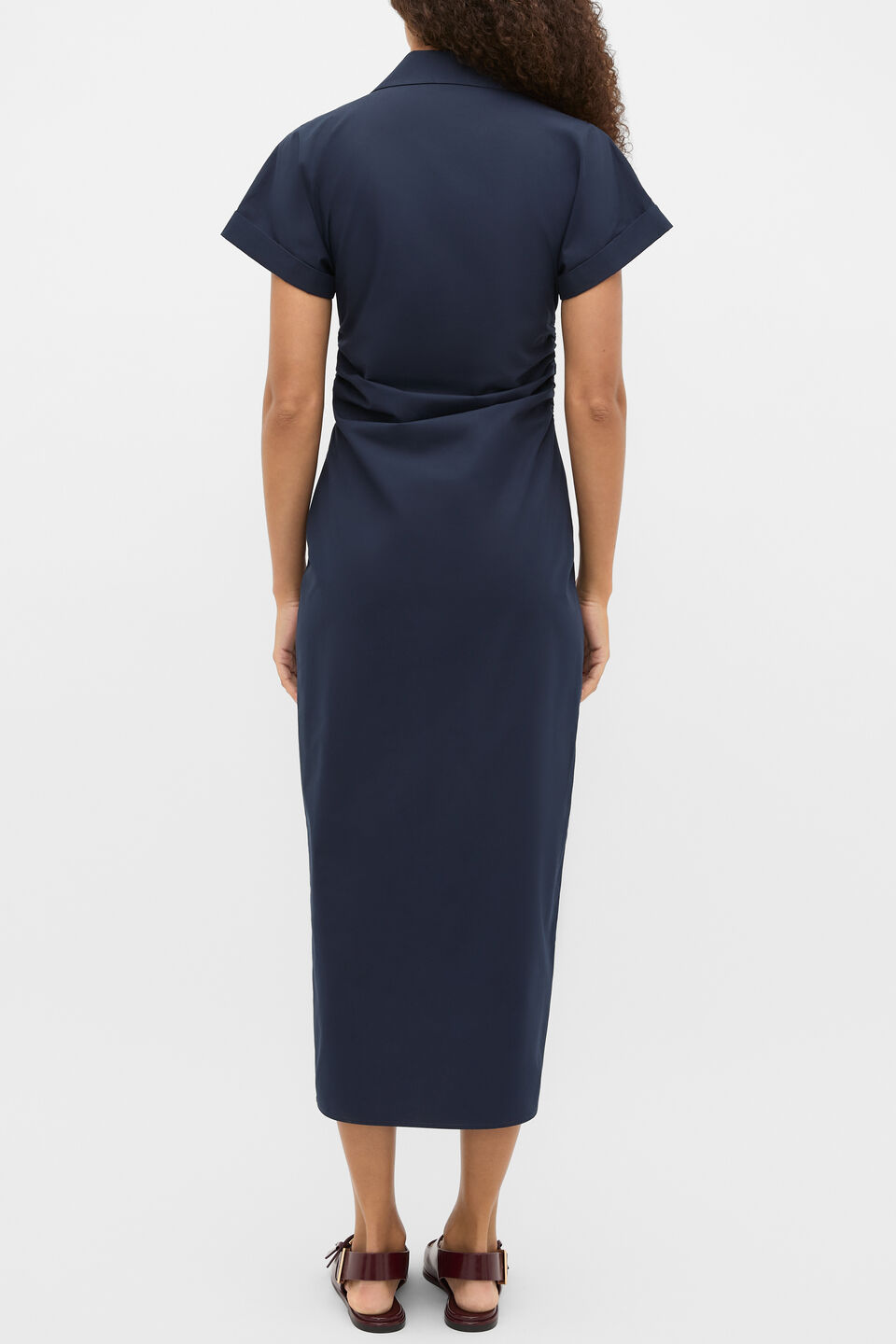 Poplin Ruched Shirt Dress  Twilight Blue