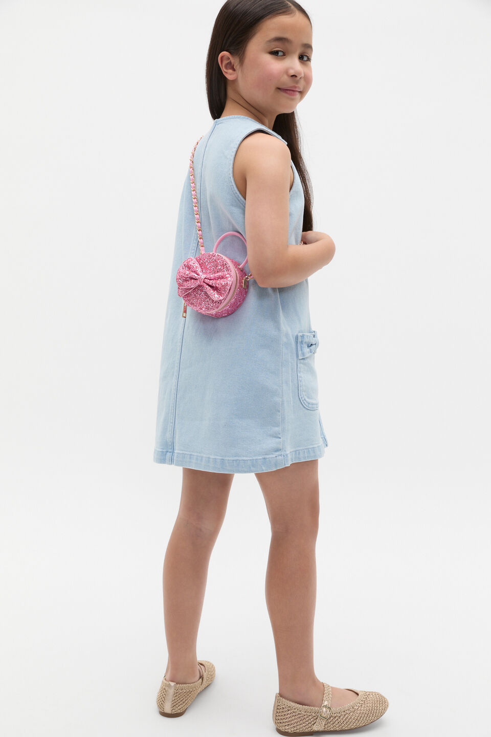 Mini Bow Cross Body  Pink Glitter