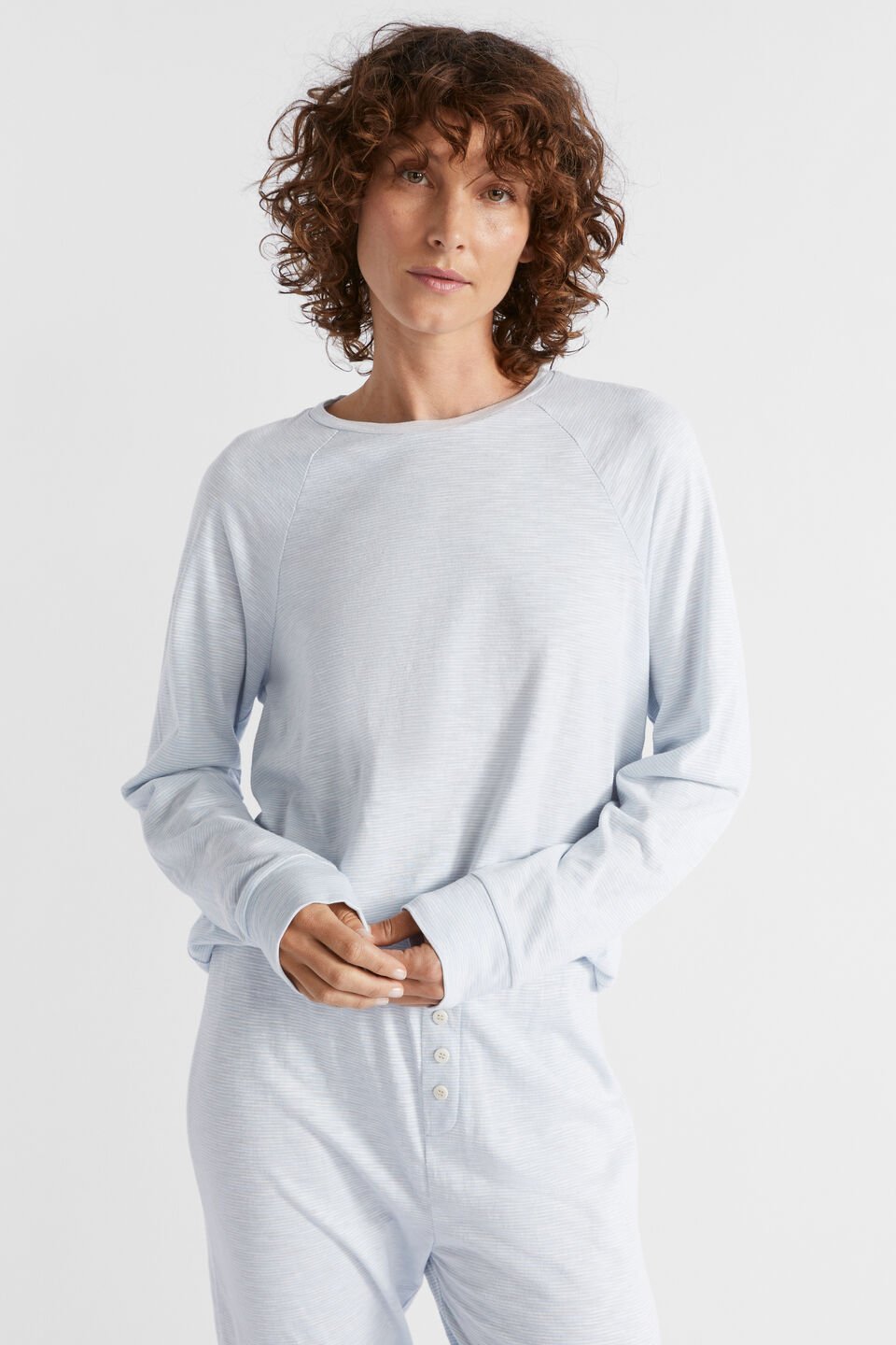 Stripe Jersey Top and Pant PJ Set  Sky Blue Stripe