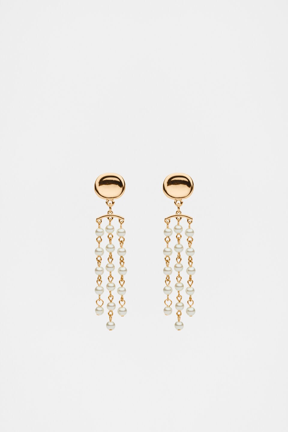 Pearl Station Long Earring  Gold