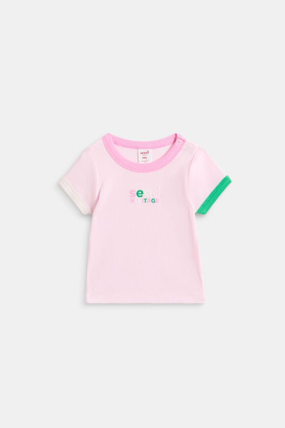 Colourblock Rib Tee  Pink Lemonade  hi-res