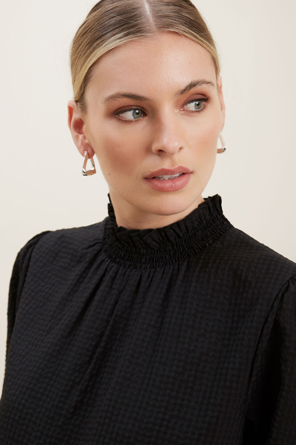 Twisted Triangle Hoop  Silver