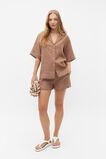 Core Linen Waisted Short  Cinnamon Spice Stripe  hi-res