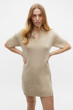 Cotton Blend Polo Knit Dress  Sandshell Marle  hi-res