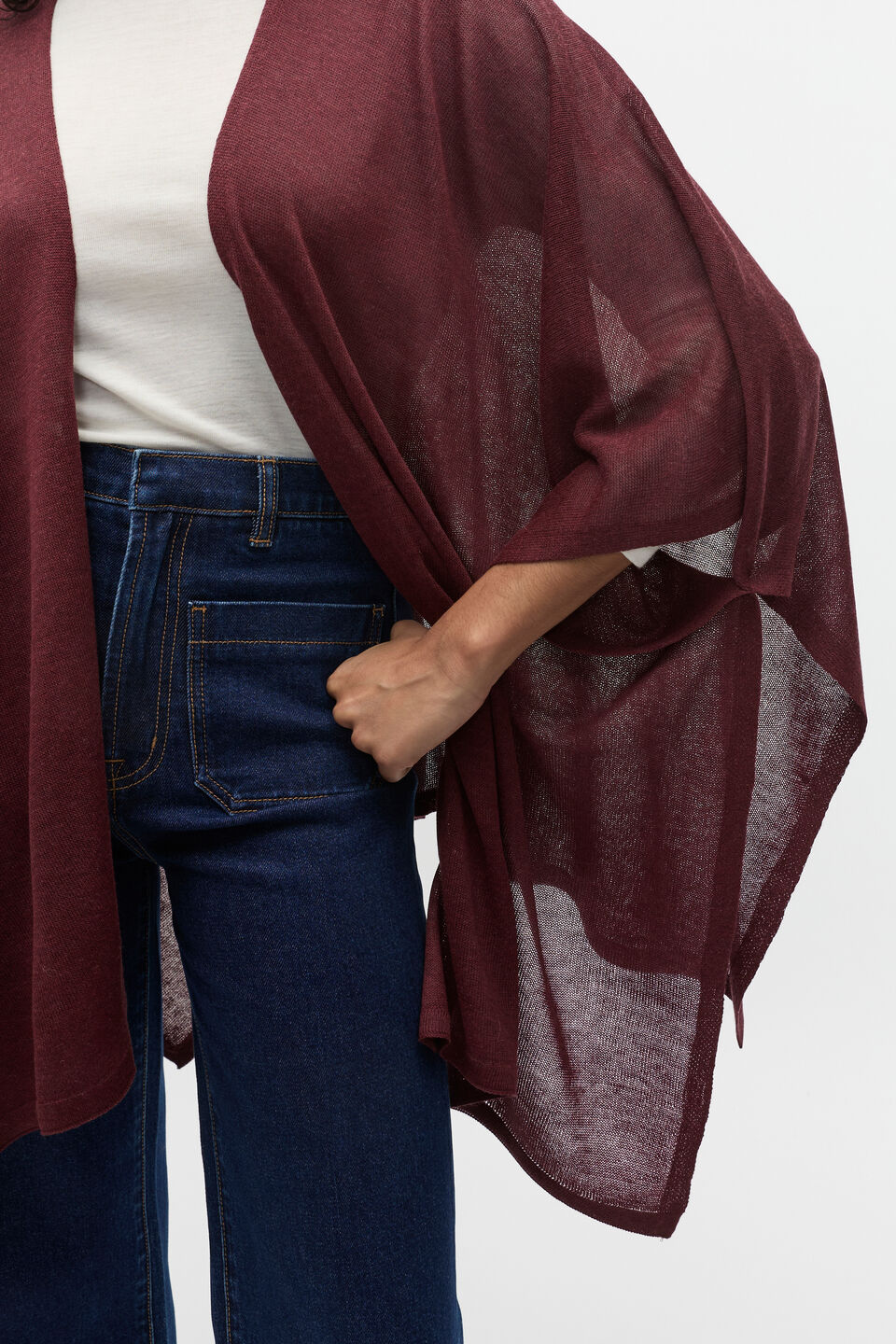 Fine Knit Poncho  Merlot