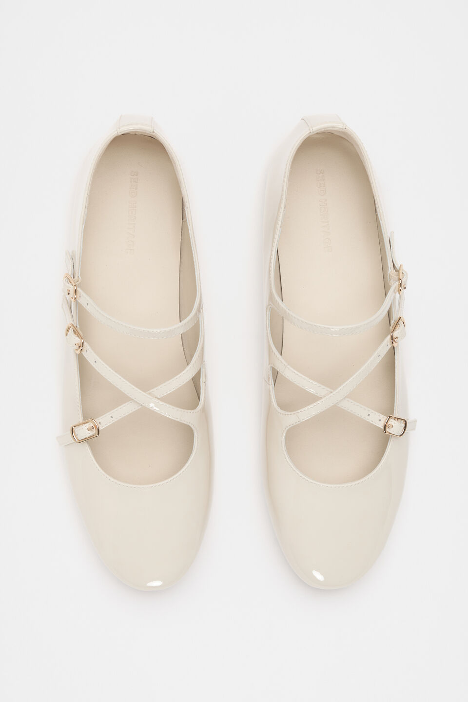 Cameron Triple Strap Ballet Flat  Cream Patent