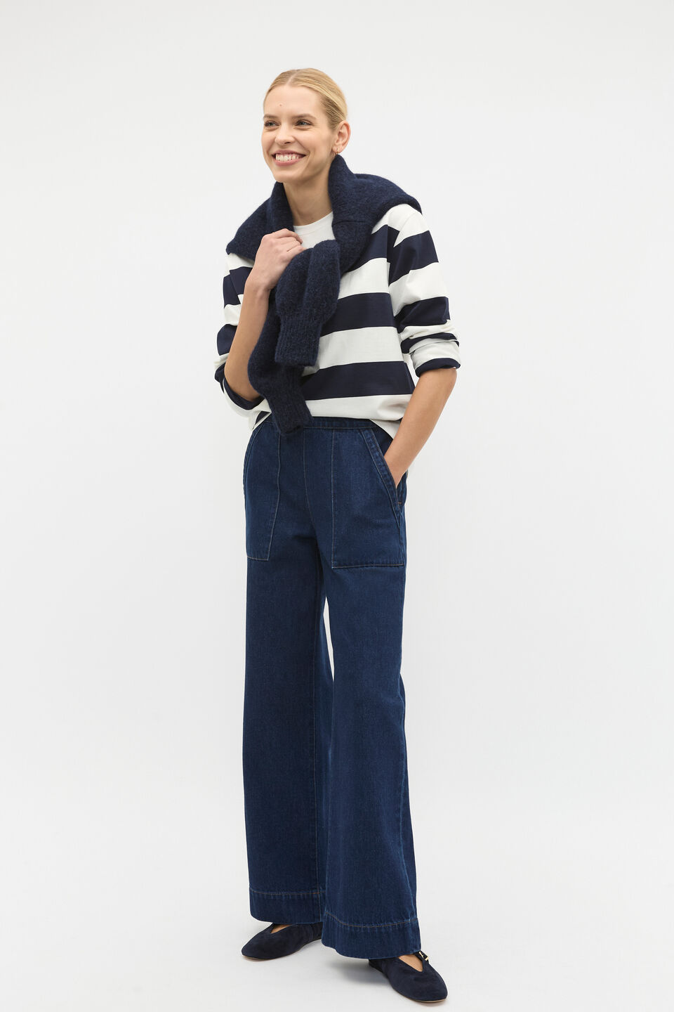 Oversized Stripe Top  Twilight Blue Stripe