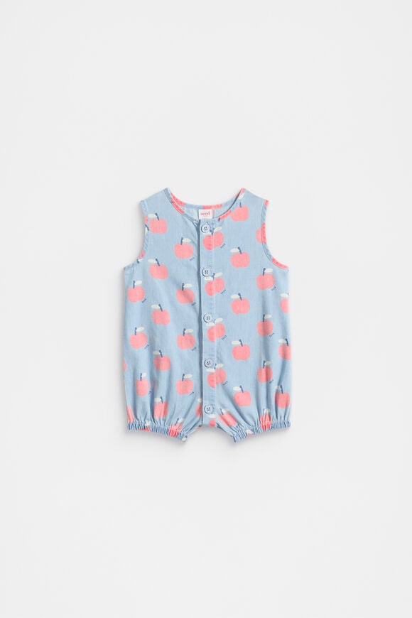 Chambray Apple Romper  Multi  hi-res