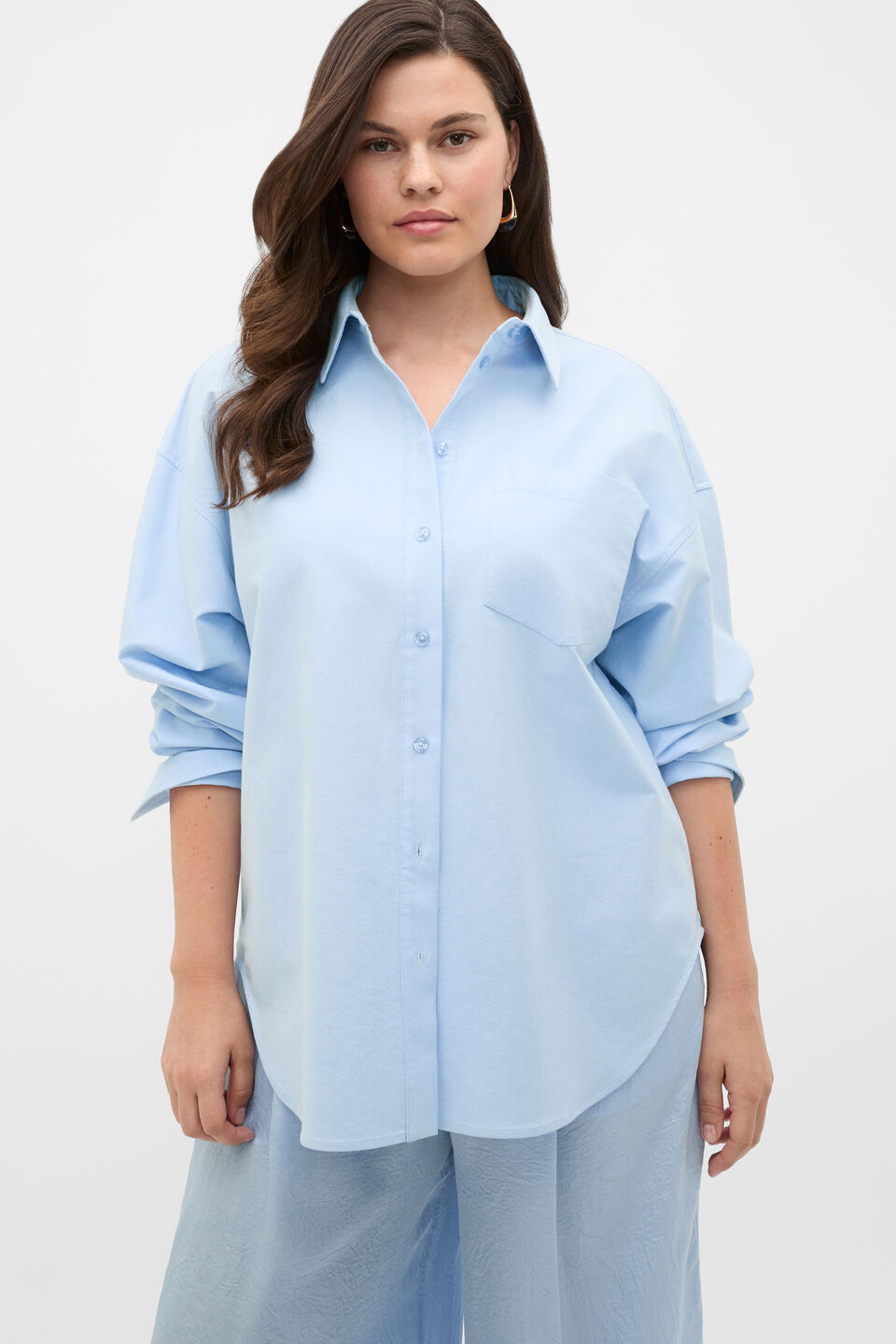 Cotton Relaxed Shirt  Arctic Blue