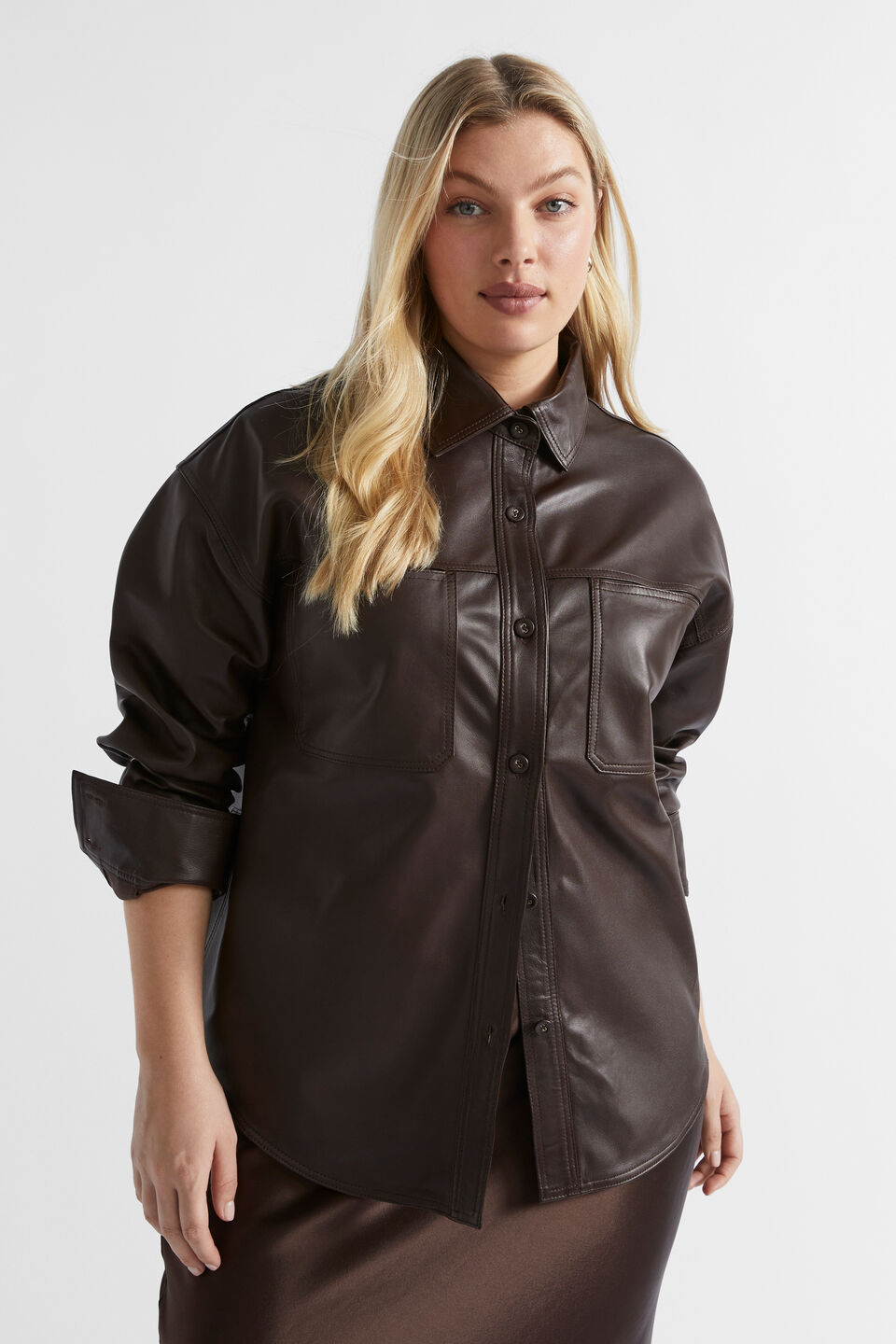 Leather Overshirt  Dark Espresso