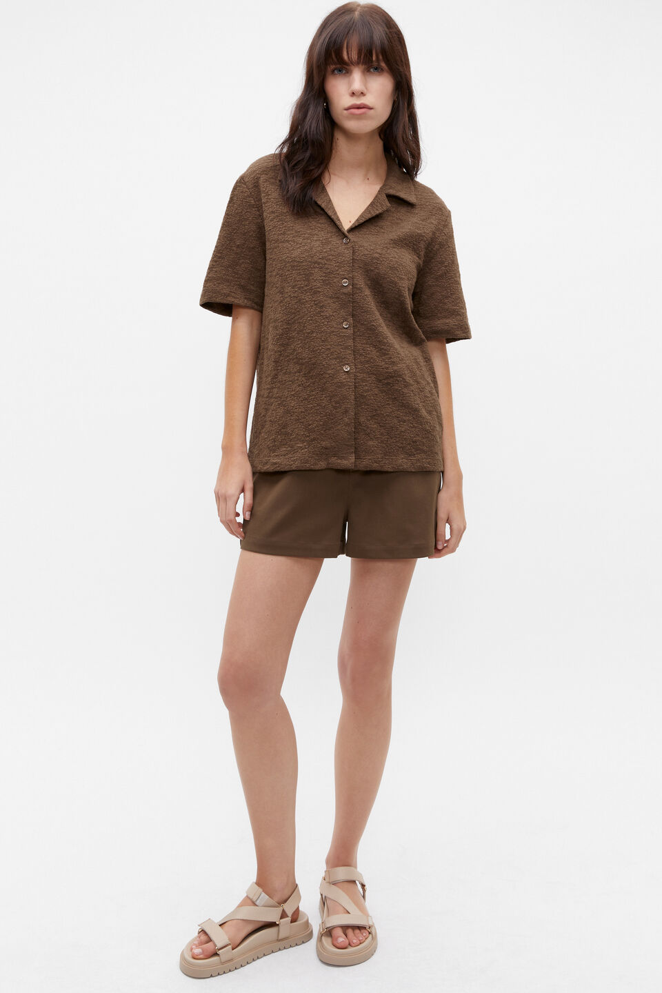 Textured Boucle Polo  Dark Praline