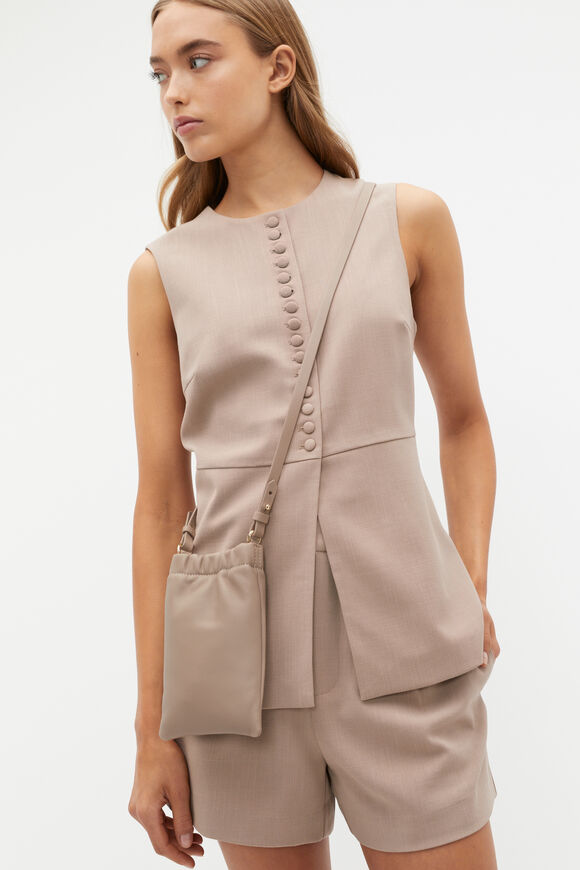 Leather Rouched Crossbody  Cookie  hi-res