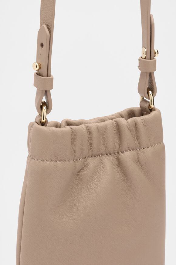 Leather Rouched Crossbody  Cookie  hi-res