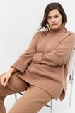 Merino Wool Roll Neck Side Split Knit  Amaretto  hi-res