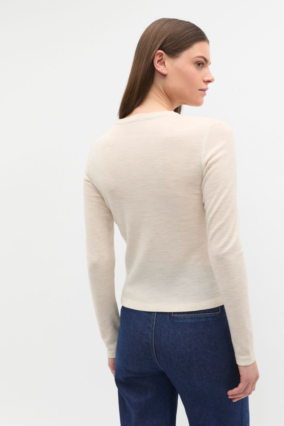 Australian Merino Cardigan  Oat Marle