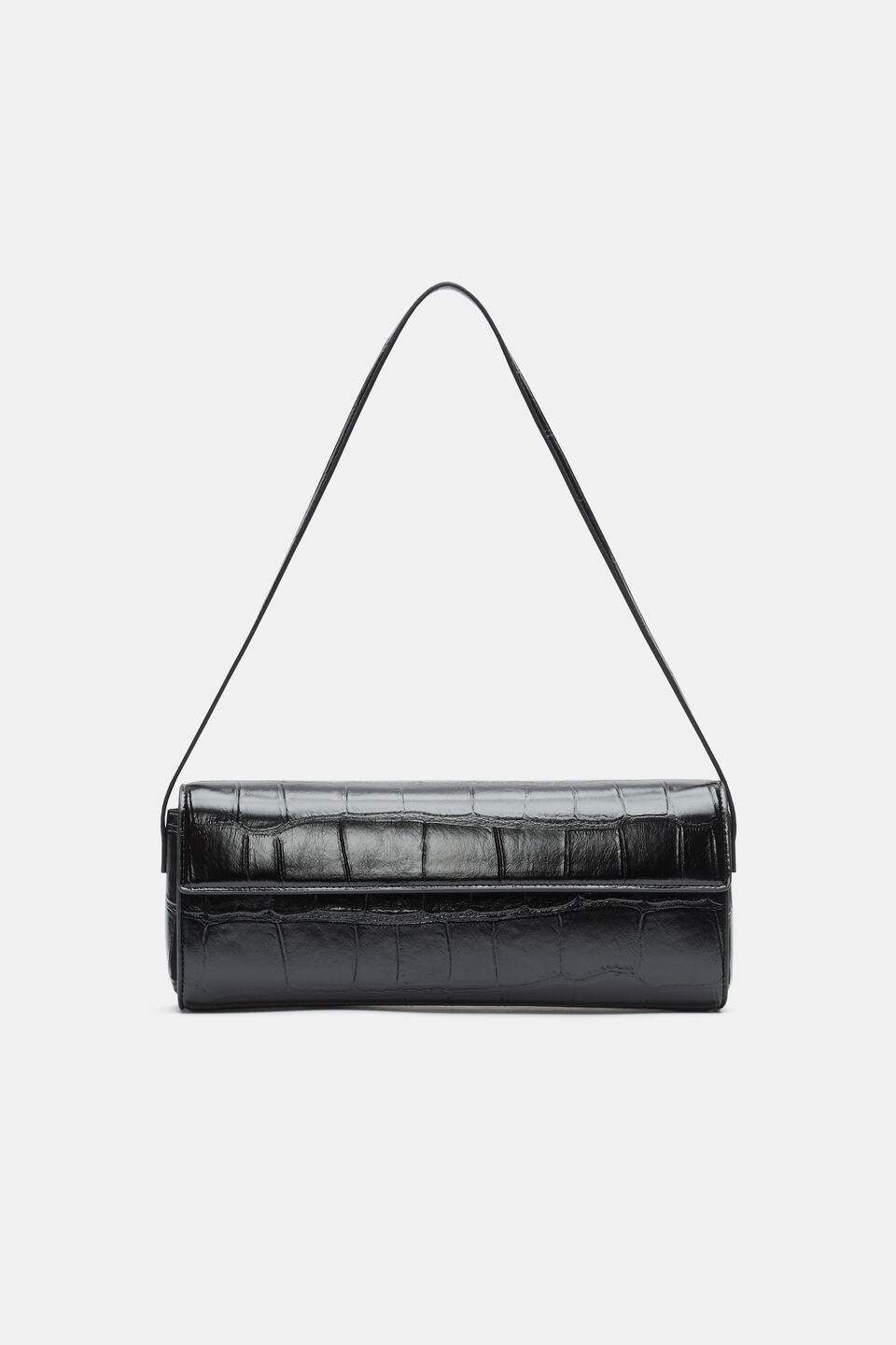 Croc Shoulder Bag  Black Croc