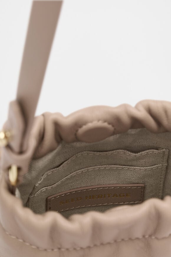 Leather Rouched Crossbody  Cookie  hi-res