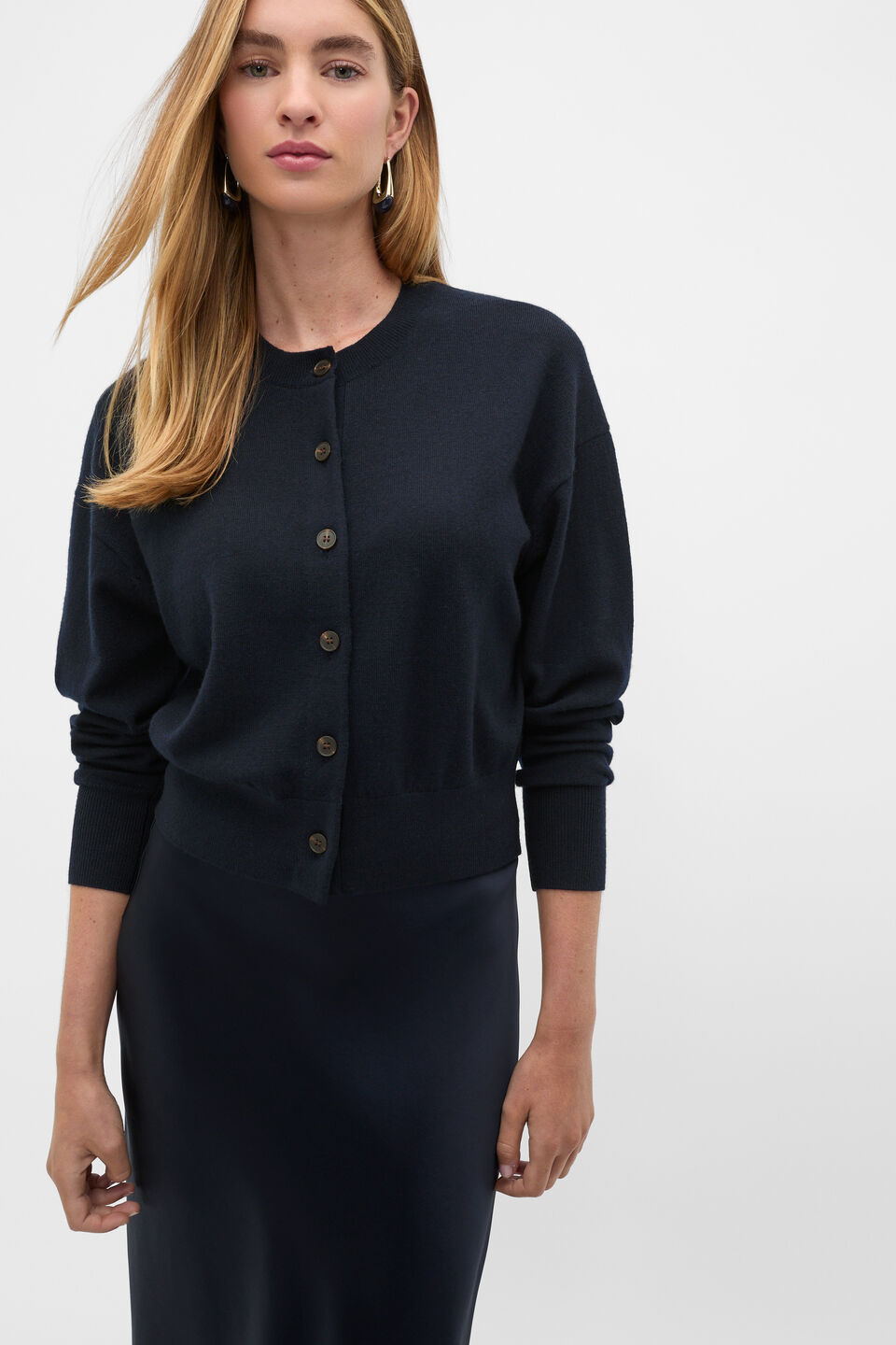 Australian Merino Relaxed Cardigan  Twilight Blue