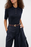 Australian Merino Knit Polo Top  Twilight Blue  hi-res