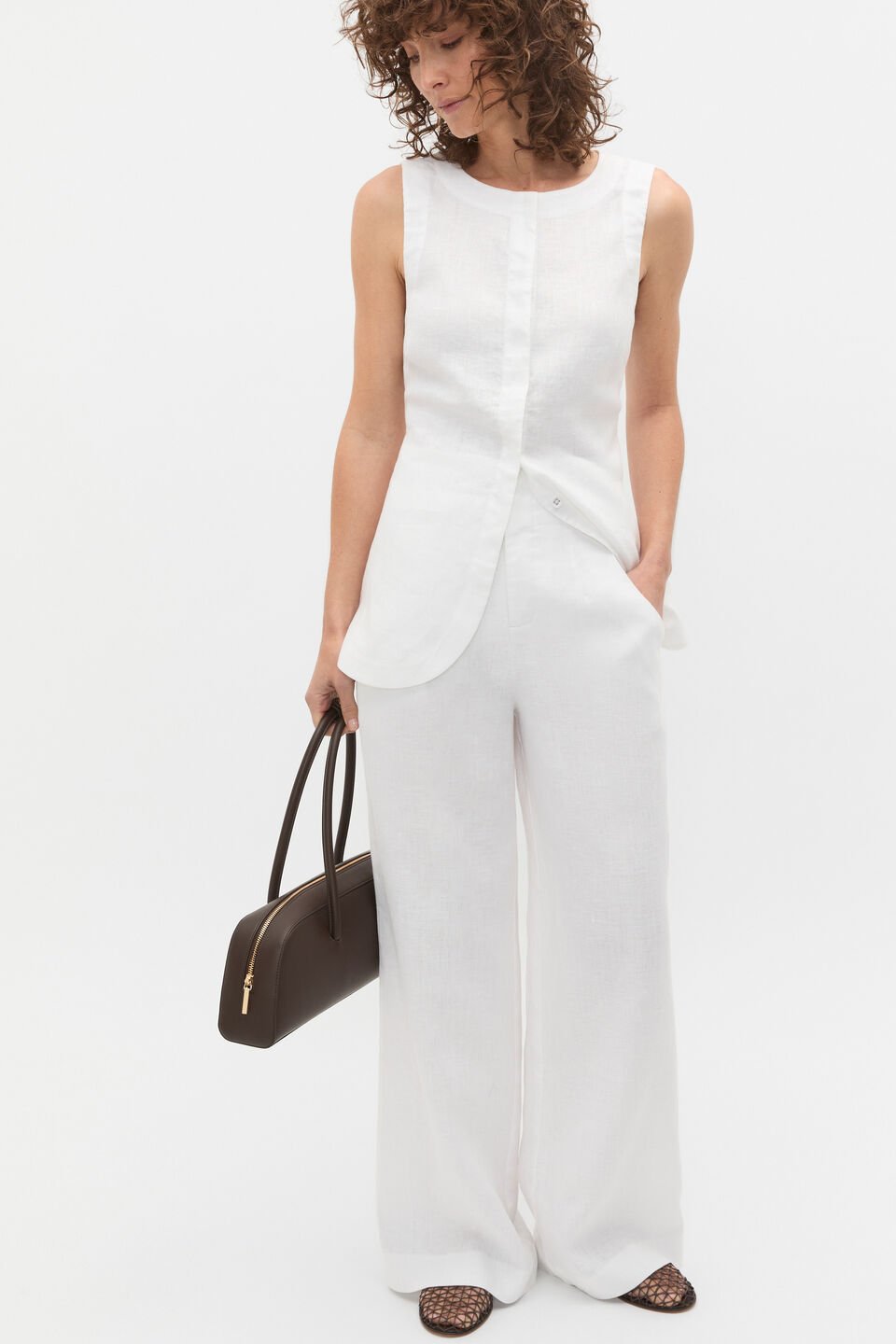 Core Linen Waisted Pant  Whisper White