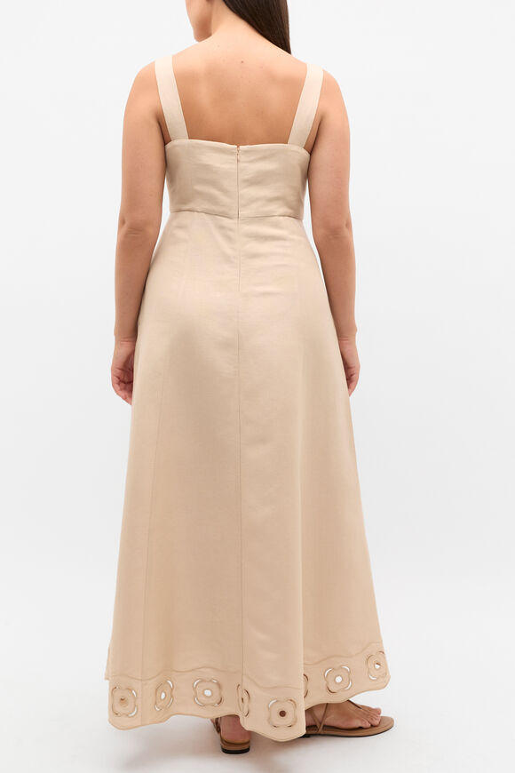 Retro Embroidered Midi Dress  Ecru  hi-res