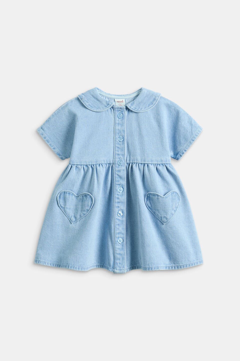 Heart Pocket Denim Dress  Cloud Blue Wash