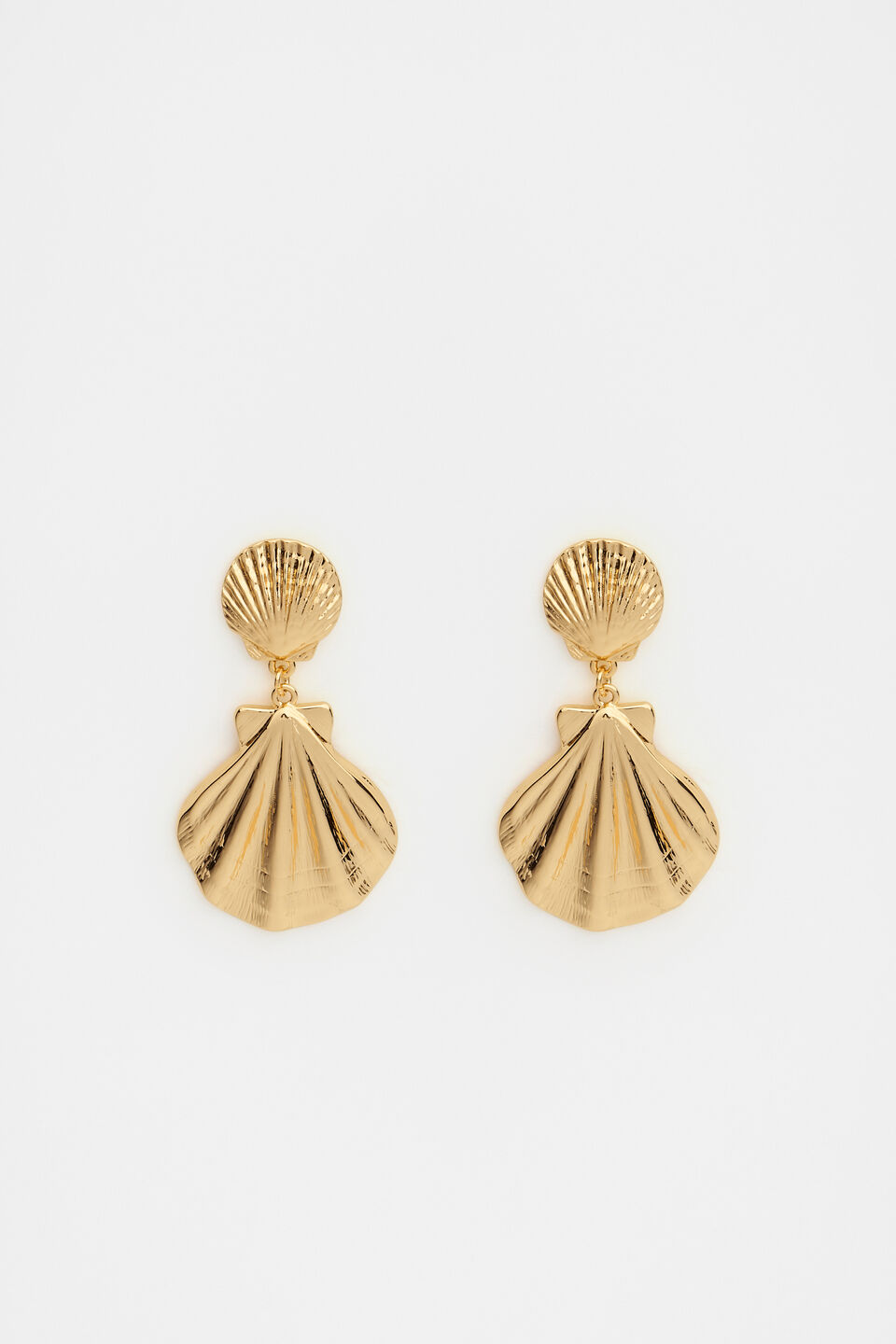 Shell Charm Statement Drop Ear  Gold