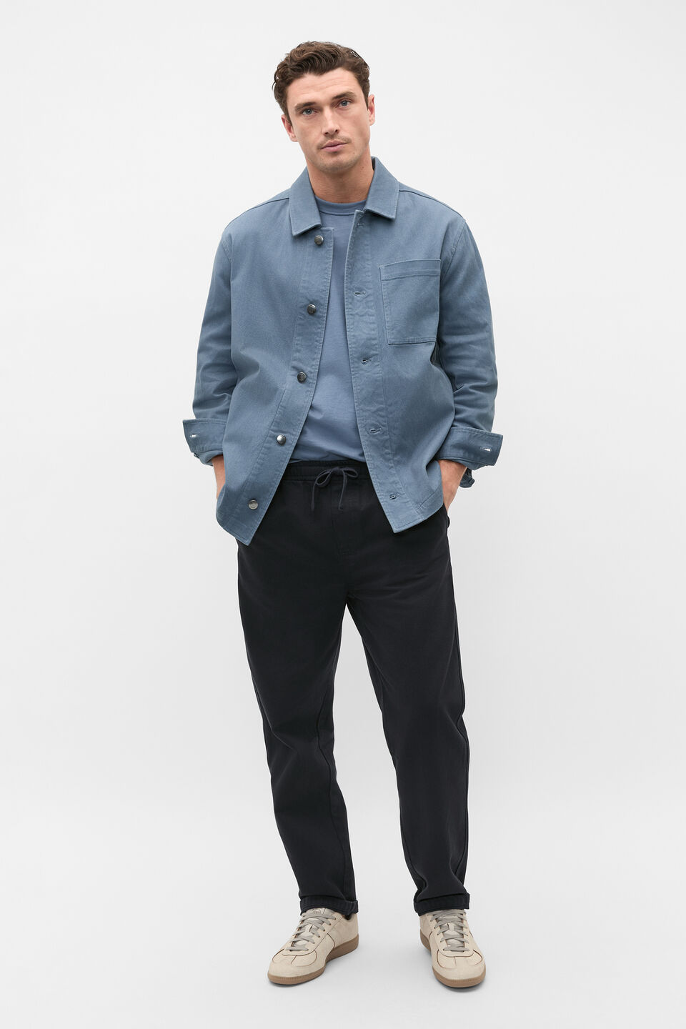 Garment Dyed Twill Overshirt  Storm Blue