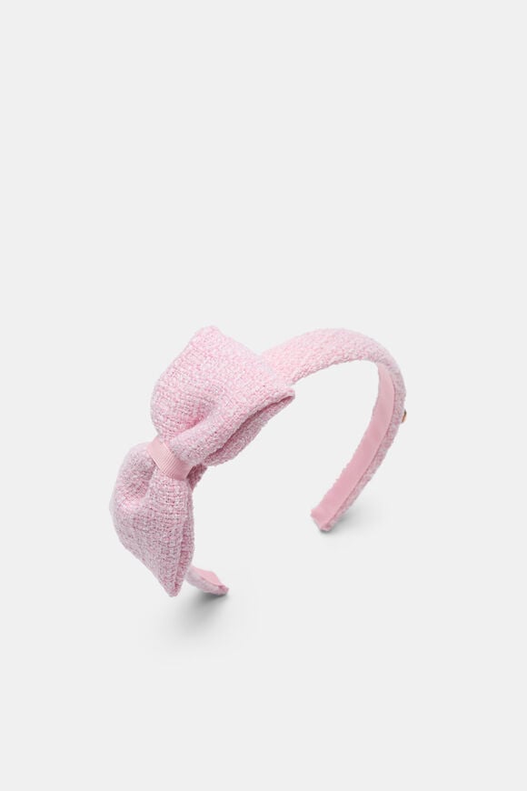 Tweed Bow Headband  Candy Pink  hi-res