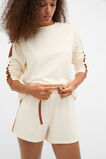 Contrast Long Sleeve Top and Short PJ Set  Egg Shell  hi-res