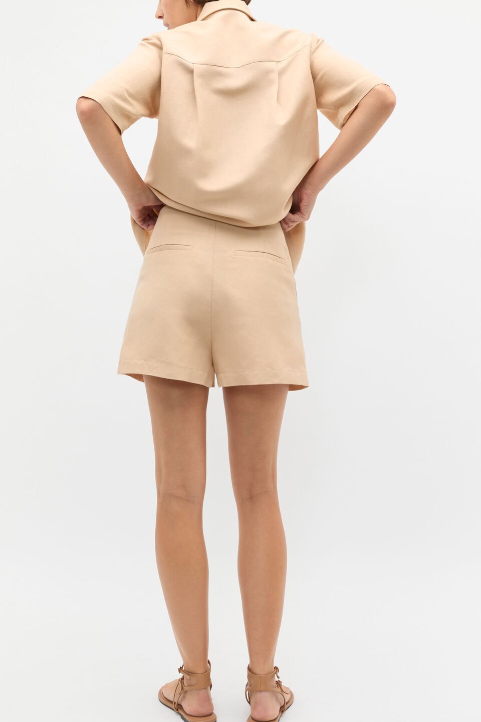 Tailored Pleat Short  Ecru
