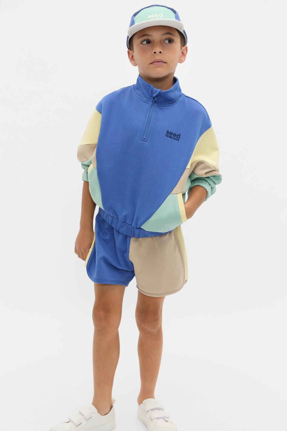 Colourblock Zip Through Sweat  Multi